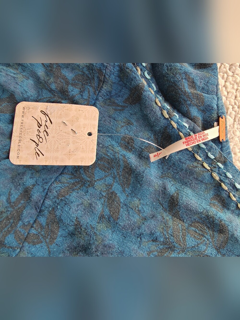 Free People Teal Blue Lace-Up Ruffle Hem Camisole - Picture 9 of 11